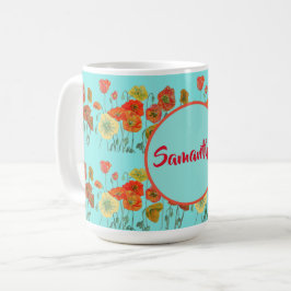 Caneca De Café Parabéns aqua Laranja Laranja Vovó Nome Mug
