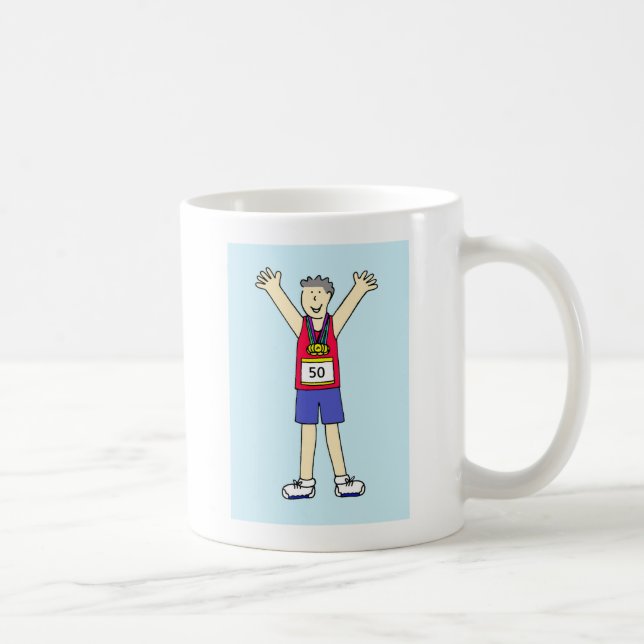 Caneca De Café Parabéns da 50ª Maratona para Ele (Direita)