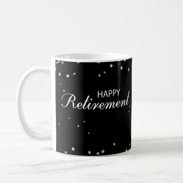 Caneca De Café Parabéns de aposentadoria pretos com faísca pratea (Esquerda)