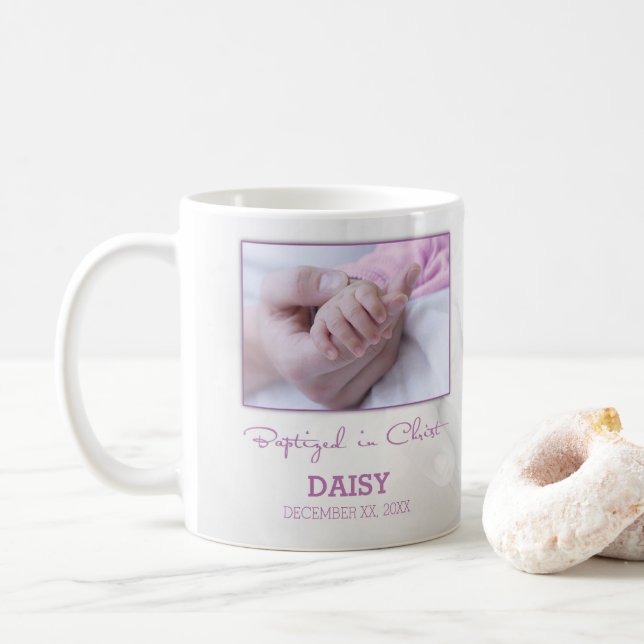 Caneca De Café Parabéns de batismo para bebês personalizados (Com Donut)