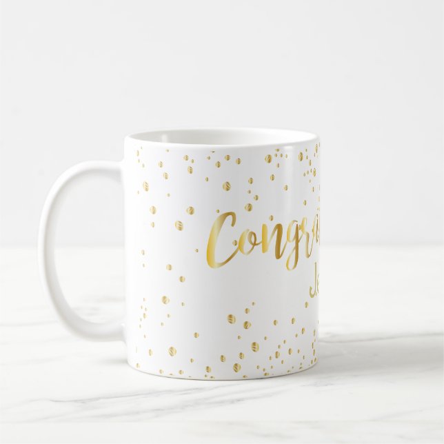 Caneca De Café Parabéns De Casamento - Letra Dourada Glitter (Esquerda)
