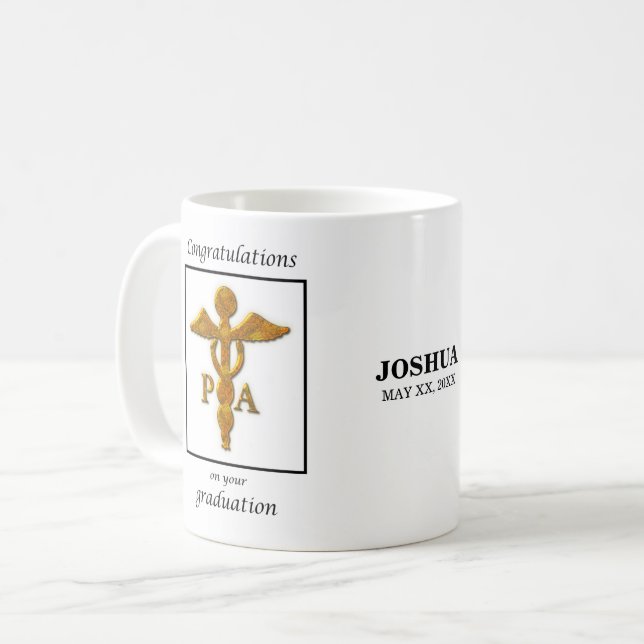 Caneca De Café Parabéns de Graduação Assistente Médico (Frente Esquerda)