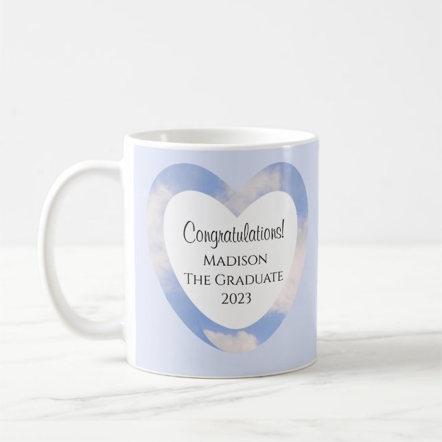Caneca De Café Parabéns de graduação Céu Azul Claro (Esquerda)