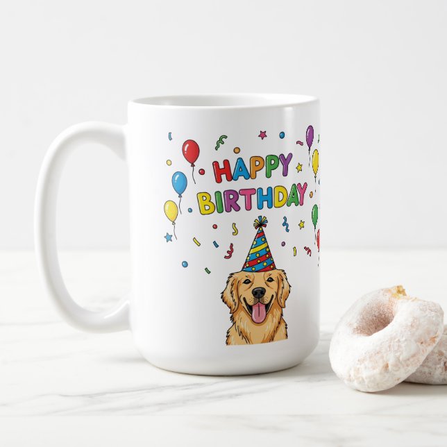 Caneca De Café Parabéns do ouro Retriever Dog Doodle (Com Donut)