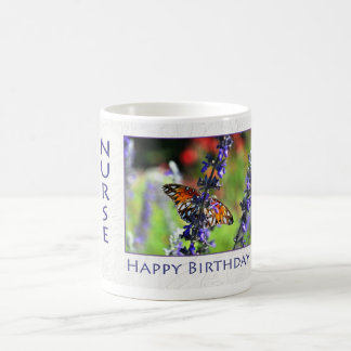 Caneca De Café Parabéns enfermeira Floral Borboleta