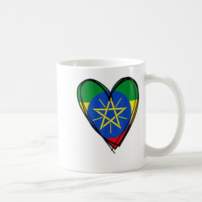 Caneca De Café Parabéns Enkuh Ethioa Sinalizador Cardíaco Gráfico (Direita)