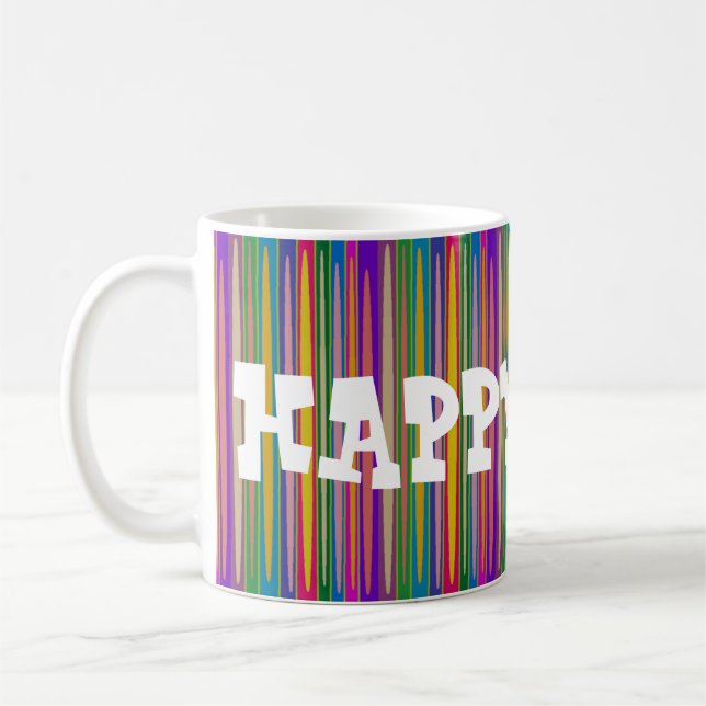 CANECA DE CAFÉ PARABÉNS FELIZES DIAS NA ARTE ESTRIPADA (Esquerda)