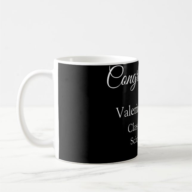 Caneca De Café Parabéns formando adicionar nome da escola simples (Esquerda)