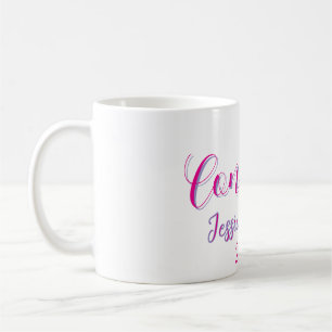 Caneca De Café Parabéns graduado rosa roxo nome ano 20XX data