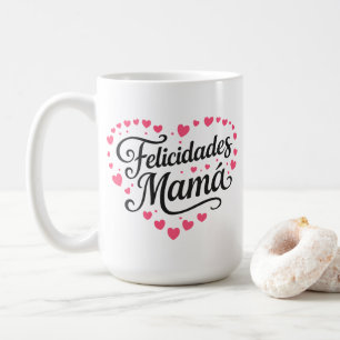 Caneca De Café Parabéns Mamãe Feliz Dia das Mães Caligrafia