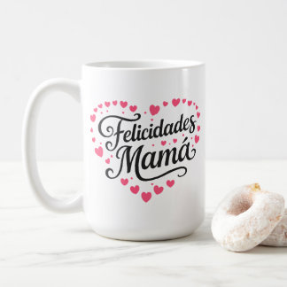 Caneca De Café Parabéns Mamãe Feliz Dia das Mães Caligrafia |
