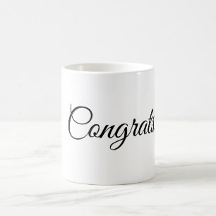 Caneca De Café Parabéns minimalistas simples adicione seu texto n