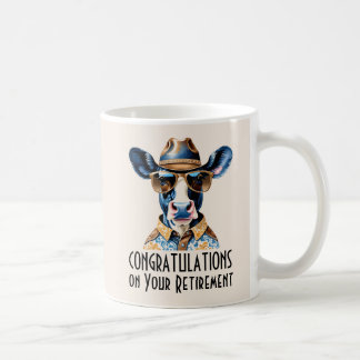 Caneca De Café Parabéns pela Aposentadoria Funny Cowboy Vaca