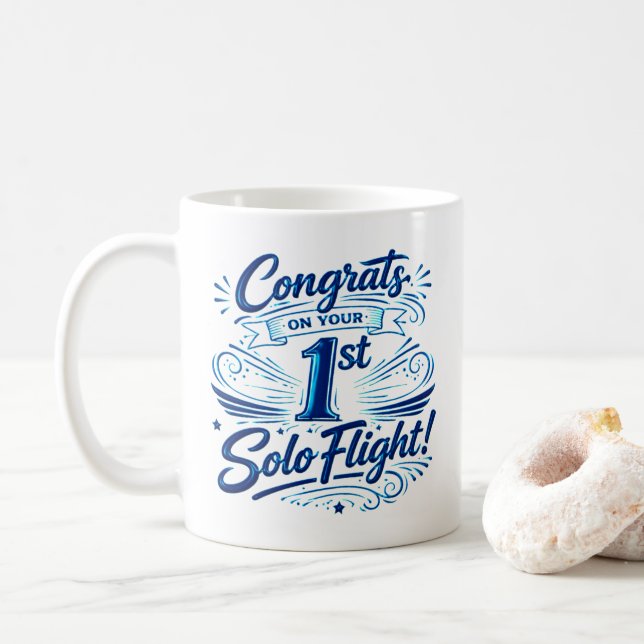 Caneca De Café Parabéns pelo seu 1º Voo Solo (Com Donut)