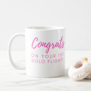 Caneca De Café Parabéns pelo seu primeiro solo - Pink Personaliza