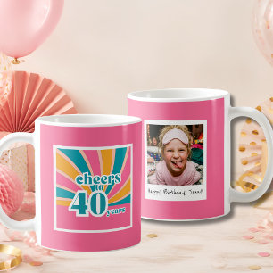 Caneca De Café Parabéns pelos 40 anos rosa