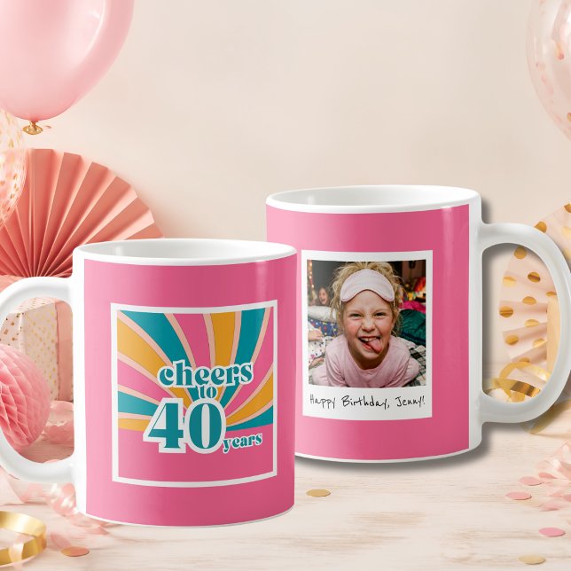 Caneca De Café Parabéns pelos 40 anos rosa (Criador carregado)