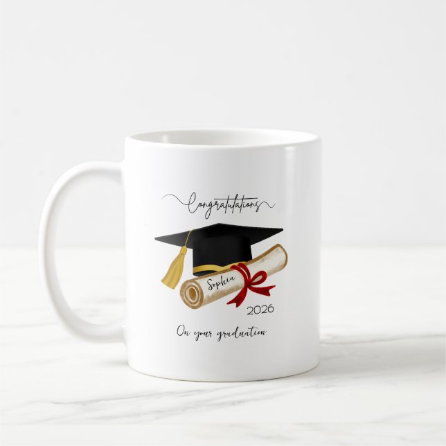 Caneca De Café Parabéns Personalizados de Formatura (Esquerda)