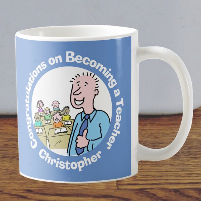 Caneca De Café Parabéns sobre como ser professor masculino (Criador carregado)