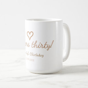 Caneca De Café Parabéns trinta aniversário coração laranja rosa p