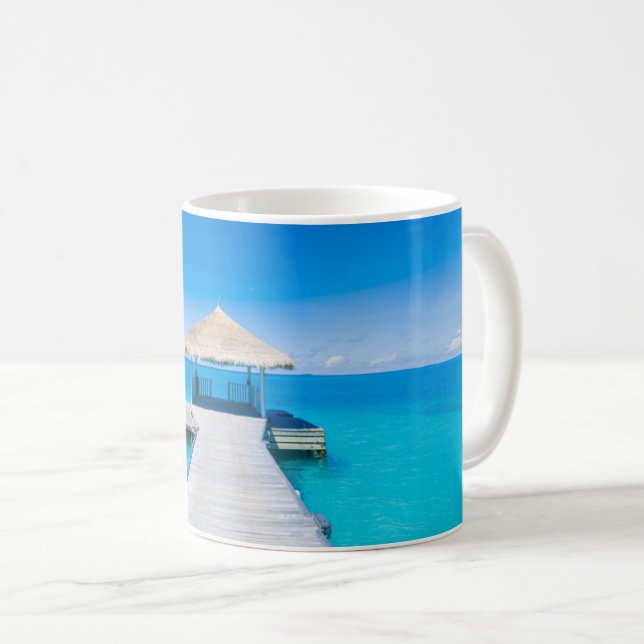 Caneca De Café Paradise Beach | Tropical Resort, Maldivas (Frente Esquerda)