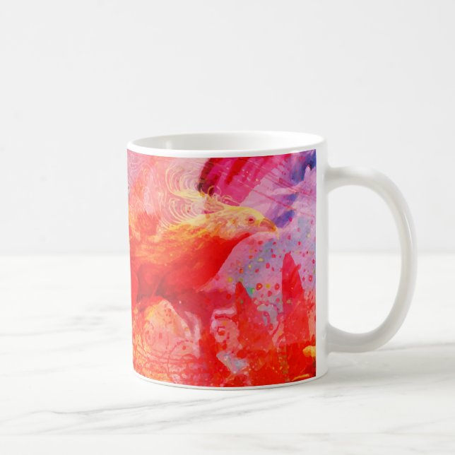 Caneca De Café Paradise Floral Bird Phoenix Ascensão Flame Art (Direita)