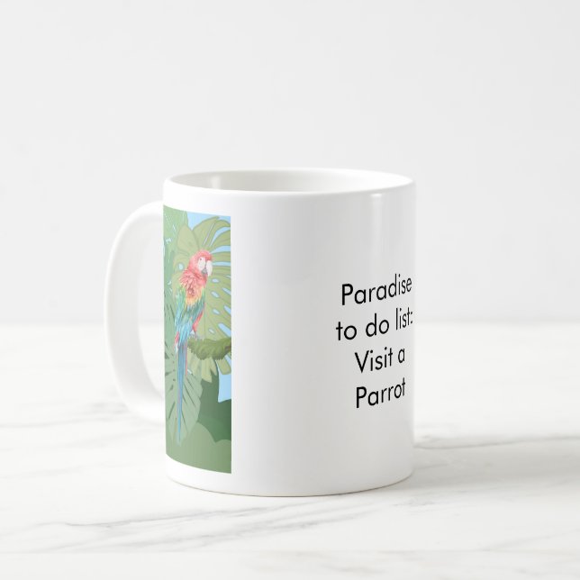 Caneca De Café Paradise to do list: Parrot (Frente Esquerda)