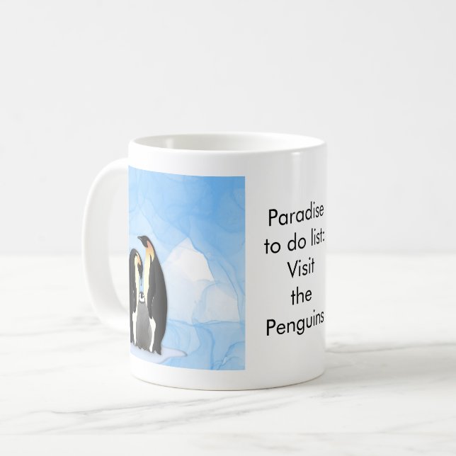 Caneca De Café Paradise to do list: Penguins (Frente Esquerda)