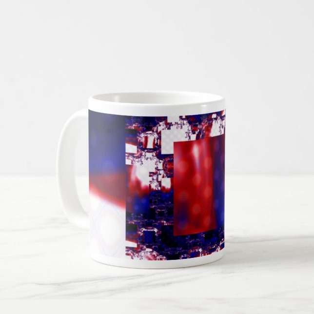 Caneca De Café Paragem | Quebra de arte frontal vermelha e azul (Frente Esquerda)