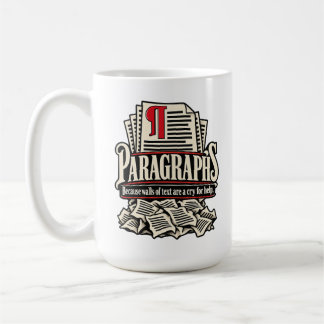 Caneca De Café Parágrafos – Porque Paredes de Texto São um Grito