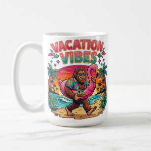 Caneca De Café Paraíso de Bigfoot na Praia Vibrações de Férias de