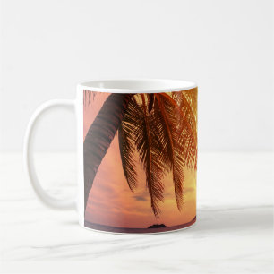 Caneca De Café Paraíso de Praia Tropical: Paisagem Serena.