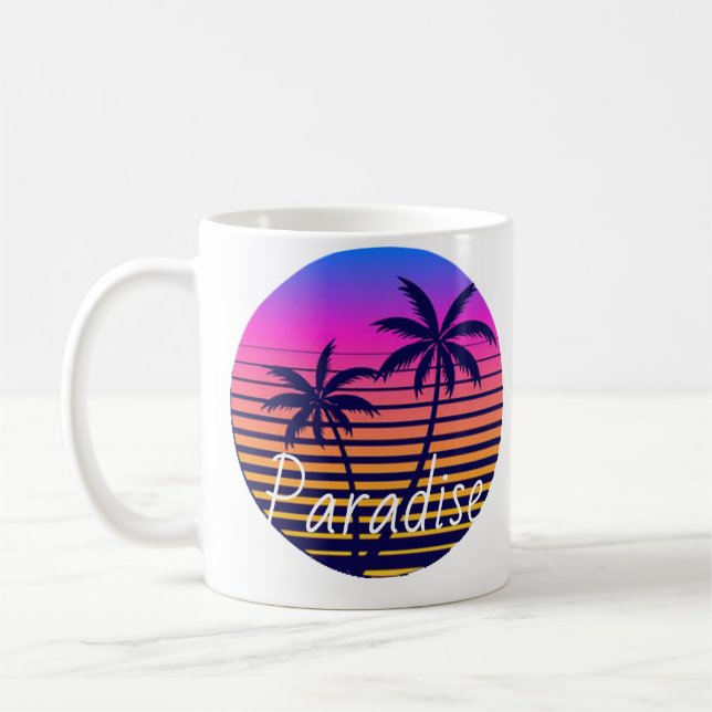 Caneca De Café Paraíso do pôr do sol retrô (Esquerda)
