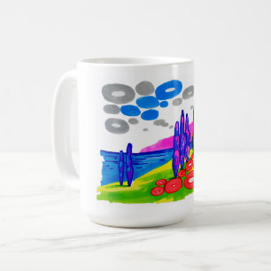 Caneca De Café Paraíso Pop Art – Paisagem Gráfica Ousada