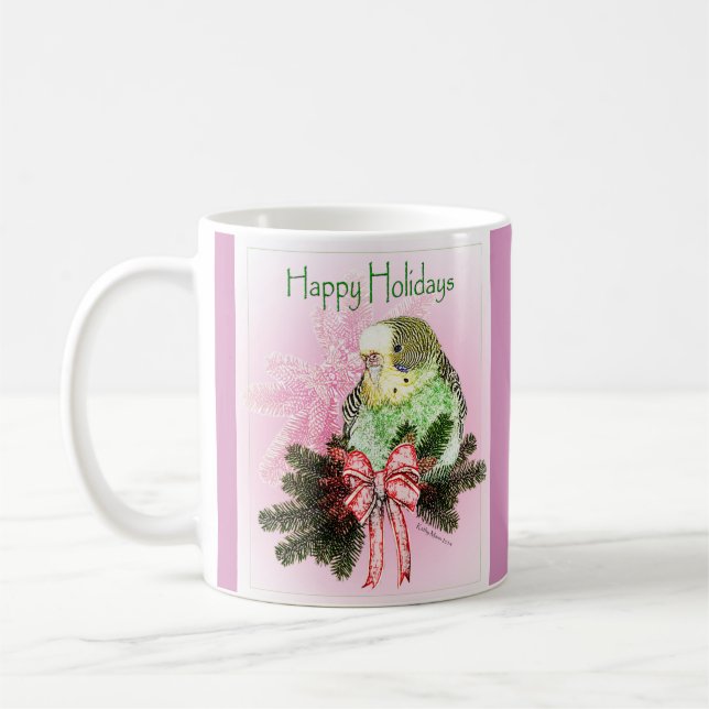 Caneca De Café Paraíso Verde Feliz Feriados com Arco de Natal (Esquerda)