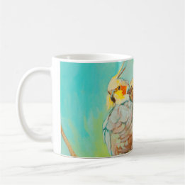 Caneca De Café Parakeets na luz do amor - Wraparound azul