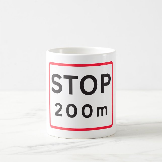 Caneca De Café Parar 200m Sinal rodoviário Segurança de Alerta de (Criador carregado)
