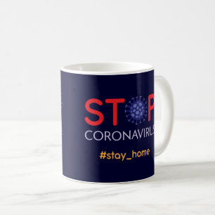 Caneca De Café Parar Coronavírus para ficar em casa prevenção de