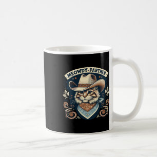 Caneca De Café Parceiro Meowboy Gowboy Que Uiva O País Engraçado