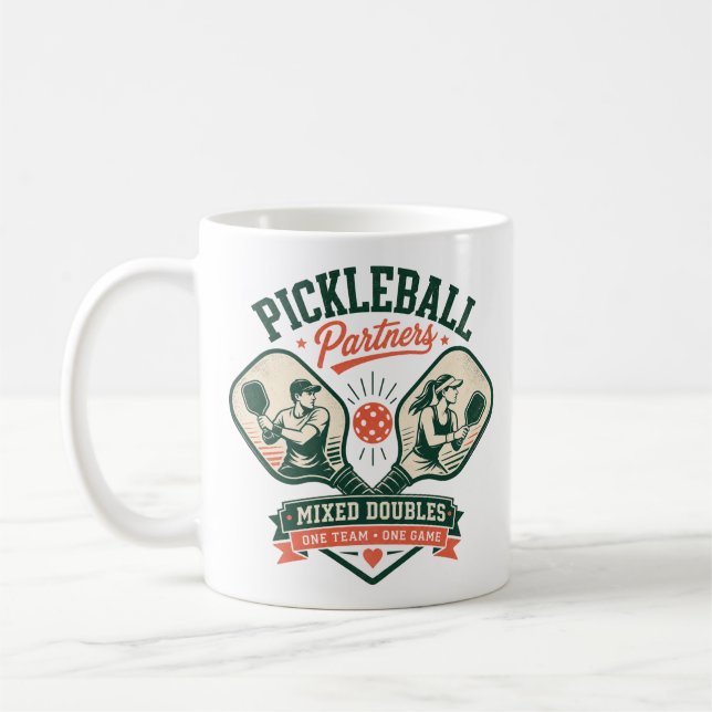 Caneca De Café Parceiros de Pickleball Duplas Mistas (Esquerda)