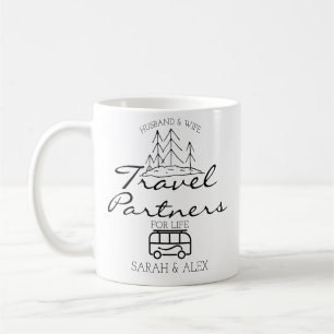 Caneca De Café Parceiros de Viagem Marido e Mulher Para a Vida,