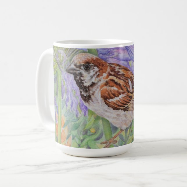 Caneca De Café Pardal Comum (Frente Esquerda)