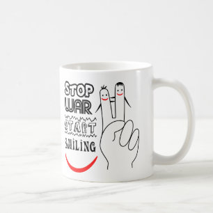 Caneca De Café Pare a Guerra Grande Sorriso Símbolo de Paz com Do