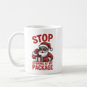 Caneca De Café Pare de Olhar Minha Embalagem Natal Santa Snarky