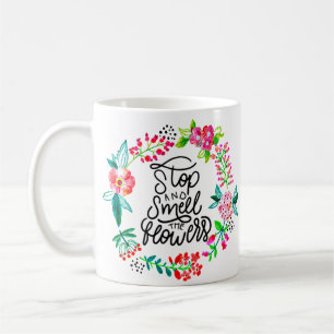 Caneca De Café Pare e cheire as flores