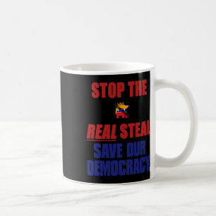 Caneca De Café Pare o Roubo Real Salve Nossa Democracia - Sem Rei