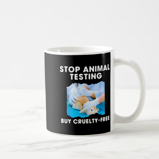 Caneca De Café Pare Testes em Animais Compre Crueldade (Direita)