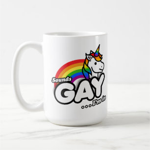 Caneca De Café Parece Gay Estou Dentro - Lindo Arco-íris de Unicó