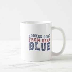 Caneca De Café Parecia Bom Daqui Azul Engraçado Venda Citação Da