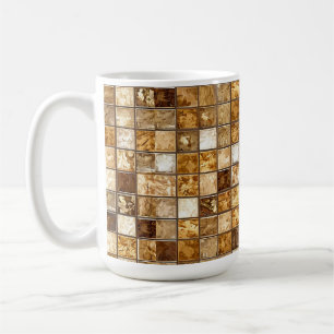 Caneca De Café Parede de Azulejo Mosaico Marrom e Bege